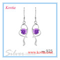 Charmante 925 Silber Amethyst baumeln Ohrringe